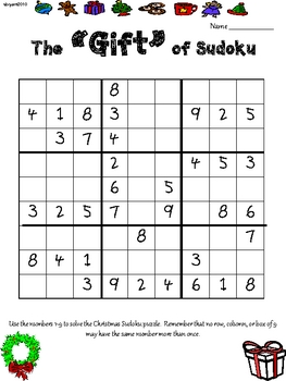 Christmas Gift Sudoku Upper Elementary by Shannon Bryant's Brain Train