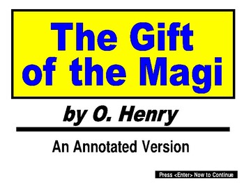 Preview of The Gift of the Magi Annotated Version for Reading