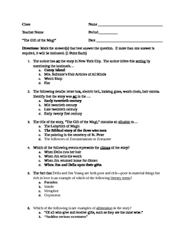 The Gift of the Magi Common Core Assessment by Love Language Arts