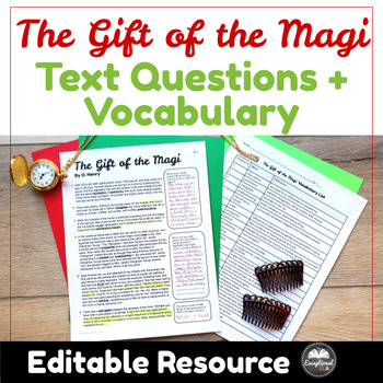 Preview of The Gift of the Magi Text Questions + Vocabulary - Holiday Short Story Activity