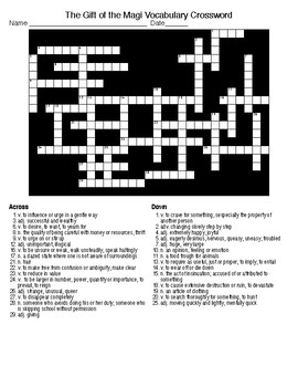 The Gift of the Magi Crossword - WordMint