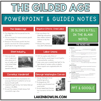 Preview of The Gilded Age PowerPoint and Notes