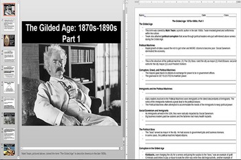 Preview of The Gilded Age Powerpoint AND Notes Worksheet