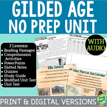 Preview of The Gilded Age Unit - Lessons - Activities - Passages - PowerPoints - Quizzes