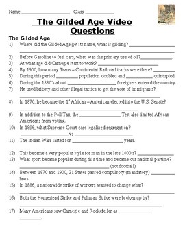 Preview of The Gilded Age Video Questions