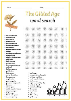 gilded age worksheet homework match vocabulary
