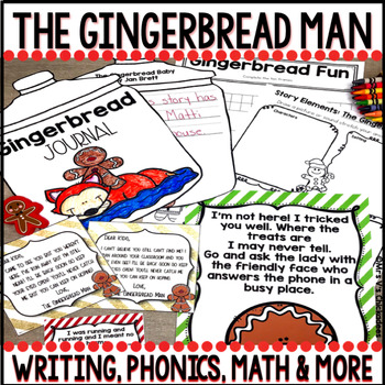 Preview of The Gingerbread Man: Writing, Phonics, Math, Crafts and More!