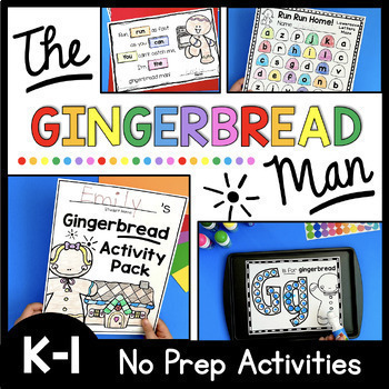 Preview of The Gingerbread Man Activities and Centers No Prep Math Phonics Worksheets