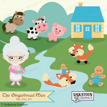 Preview of The Gingerbread Man Clip Art - Story Book Nursery Rhymes by Saskatoon Graphics