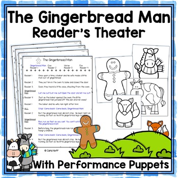 Preview of THE GINGERBREAD MAN  Reader's Theater Scripts, Puppets & Reader Headbands