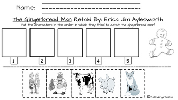 The Gingerbread Man by Jim Aylesworth Character Sequence Worksheet