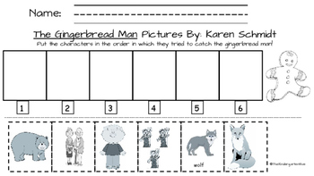 The Gingerbread Man by Karen Schmidt Character Sequence Worksheet