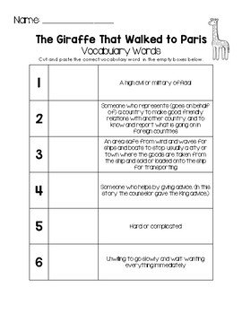 The Giraffe That Walked to Paris - Vocabulary Words