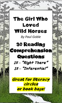 Preview of "The Girl Who Loved Wild Horses" by Paul Goble - Question Bank -  Assessment