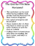 The Gist Article Summary Worksheet for FFA New Horizons