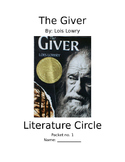The Giver - 4 Person Literature Circle Group Jobs/Activities