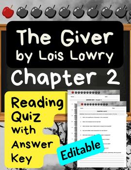Preview of The Giver Chapter 2 Ch 2 Reading Quiz Answer Key Editable Short and Long Answer