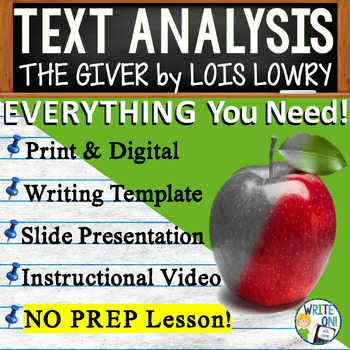 Preview of The Giver by Lois Lowry - Text Based Evidence - Text Analysis Essay Writing
