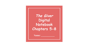 Preview of The Giver Digital Notebook for Chapters 5 through 8