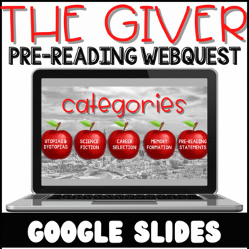 Preview of The Giver Digital Pre-Reading Activity | Google Slides Webquest