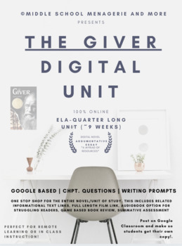 Preview of The Giver: Google Slides - 9 Week Comprehensive ELA Unit - 100% Digital