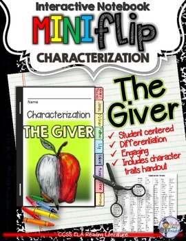 Preview of The Giver: Interactive Notebook Characterization Mini Flip