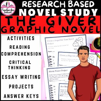 Preview of The Giver Lois Lowry Graphic Novel Study Curriculum-Answer Keys-Editable 80 pgs
