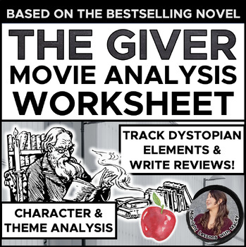Preview of The Giver Movie Character and Theme Analysis Worksheet
