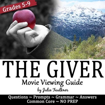 Preview of The Giver Movie Viewing Unit, Questions/Activities, Lesson Plans