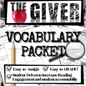 Preview of The Giver Vocabulary Packet: Vocabulary Packet with Quizzes & Answer Key