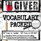 The Giver Vocabulary Packet: Vocabulary Packet with Quizze