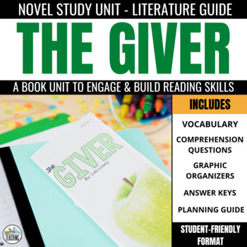 Preview of The Giver Novel Study Guide: Chapter Comprehension Questions & Vocab Activities