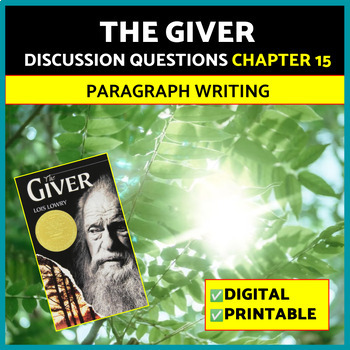 Preview of The Giver Novel Study: Chapter Questions Imagery Paragraph Writing Chapter 15