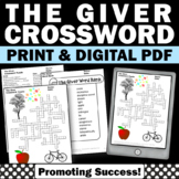 The Giver Novel Study Crossword Puzzle Reading Comprehensi