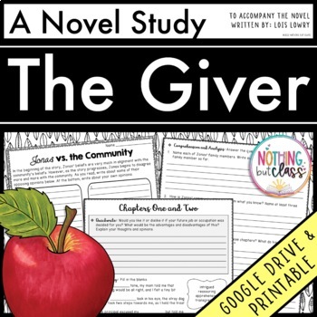 Preview of The Giver Novel Study Unit | Comprehension Questions with Activities and Tests