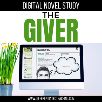 Preview of The Giver Novel Study Unit: Digital Novel Comprehension Activities & Vocabulary 