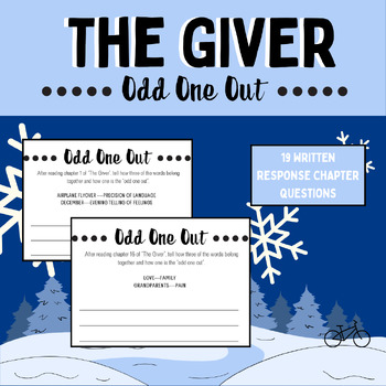 Preview of The Giver-Odd One Out-Written Response Chapter Quiz