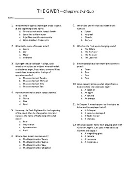 Preview of The Giver Quizzes & Final Exam - Chapters 1-23 with Answer Key