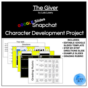 Preview of The Giver Snapchat Character Development Project/Assessment Distance Teaching