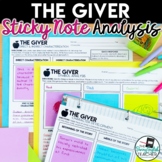 The Giver: Sticky Note Literary Analysis Activities & Organizers