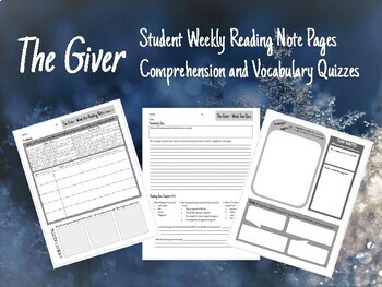 Preview of The Giver Student Reading Notes and Quizzes