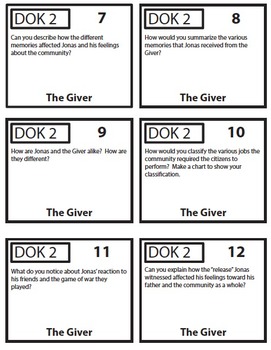 the giver task cards