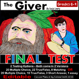 The Giver Test: Editable, 2 Versions with Answers Scrambled