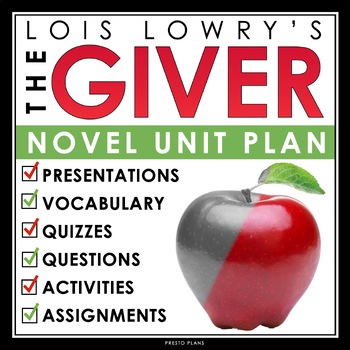 Preview of The Giver Unit Plan - Lois Lowry Novel Study Reading Unit