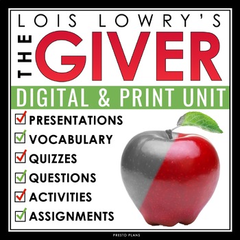 Preview of The Giver Unit Plan - Lois Lowry Novel Study Reading Unit Digital Print Bundle
