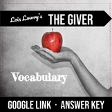 The Giver Vocabulary · Google Link · Great for ESL + Speci