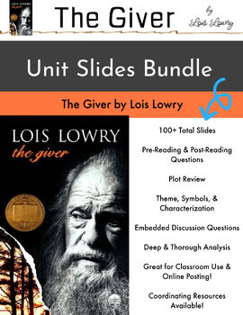 Preview of The Giver by Lois Lowry UNIT SLIDES BUNDLE Deep Analysis, Discussion, + More!