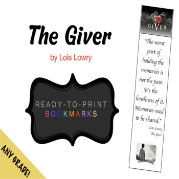 Preview of The Giver (ready to print) BOOKMARK
