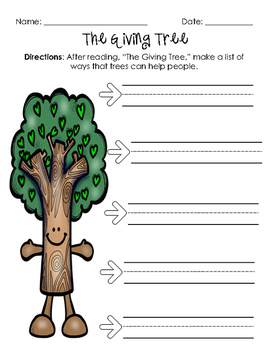 Preview of The Giving Tree Comprehension FREEBIE