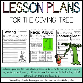 Preview of The Giving Tree Substitute Lesson Plan